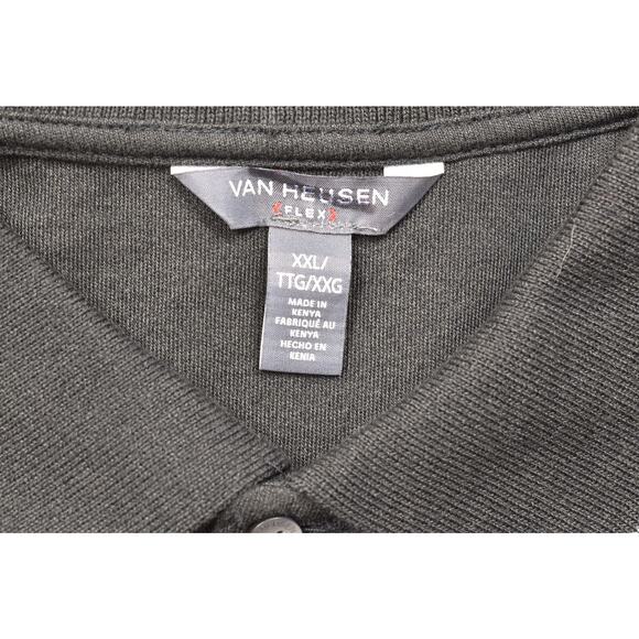 NEW Van Heusen Men's Flex Long Sleeve Polo Shirt Size XXL Black Gray - Picture 7 of 8